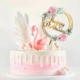 Happy Birthday Anniversary Wedding Cake Flowers Topper Acrylic Party Decorations - NO.05