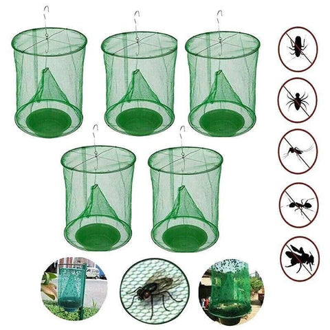 6PCS Reusable Hanging Fly Trap Net Cage Insect Catcher for Garden Farm Outdoor Use