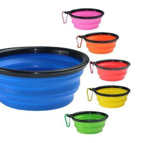 Collapsible Silicone Pet Bowl for Cat Dog Portable Food and Water Feeder - White