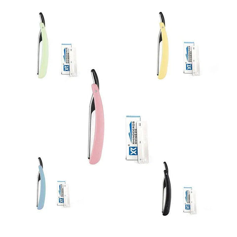 Old Shaver Razor Eyebrow Knife Folding Manual Shaver Holder Home Salon Tool Au - Pink+10PCS Blades