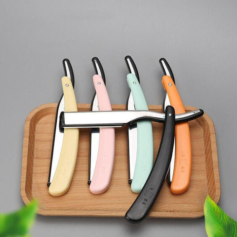 Old Shaver Razor Eyebrow Knife Folding Manual Shaver Holder Home Salon Tool Au - Pink+10PCS Blades