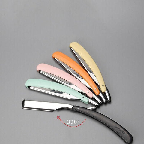 Old Shaver Razor Eyebrow Knife Folding Manual Shaver Holder Home Salon Tool Au - Pink+10PCS Blades