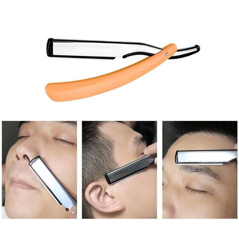 Old Shaver Razor Eyebrow Knife Folding Manual Shaver Holder Home Salon Tool Au - Pink+10PCS Blades