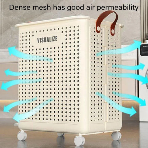 Folding Portable Laundry Basket Multifunctional Storage for Bathroom Household - M-Beige