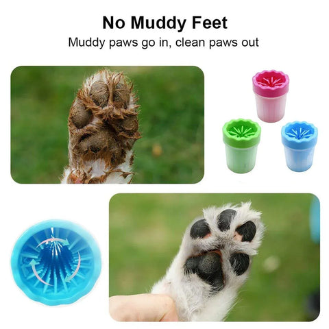 Dog Paw Cleaner Pet cat Foot Washer Cup Feet Clean Brush Cleaning Paws Wash Tool - Green