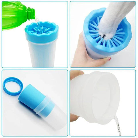 Dog Paw Cleaner Pet cat Foot Washer Cup Feet Clean Brush Cleaning Paws Wash Tool - Red