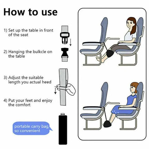 Travel Foot Rest Footrest Leg Pillow Airplane Flight Foam Cushion Sling Hammock