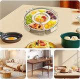Six Compartment Rotary Fruit Plate Portable Round Snack Box with Lid for Home