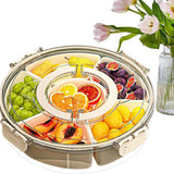 Six Compartment Rotary Fruit Plate Portable Round Snack Box with Lid for Home