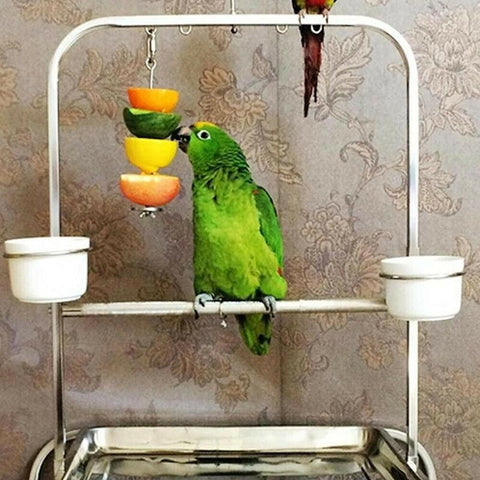 Pet Stainless Steel Bird Parrot Cage Skewer Food Meat Stick Spear Fruit Holder - 12CM