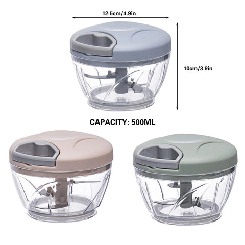 500ml Manual Meat Mincer Garlic Chopper Rotate Garlic Press Crusher Vegetable - Pink