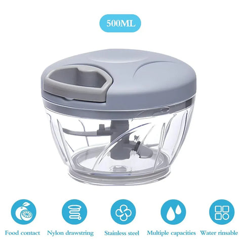 500ml Manual Meat Mincer Garlic Chopper Rotate Garlic Press Crusher Vegetable - Pink