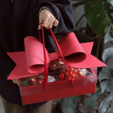 Clear Handheld Flower Gift Box Bow Fruit Flower Packaging Display Box Floral - Black