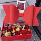 Clear Handheld Flower Gift Box Bow Fruit Flower Packaging Display Box Floral - Black