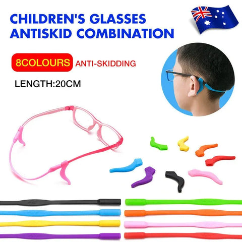 Silicone Glasses Strap and Ear Grip Set Eyeglasses Holder Cord with Hooks 20cm - Yellow