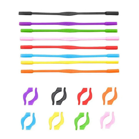 Silicone Glasses Strap and Ear Grip Set Eyeglasses Holder Cord with Hooks 20cm - Yellow