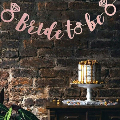 Bride To Be Rose Gold Banner Diamond Wedding Bridal Shower Hens Party Decoration - Diamond