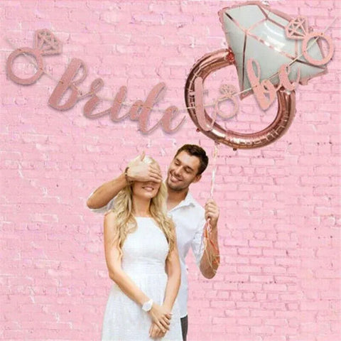 Bride To Be Rose Gold Banner Diamond Wedding Bridal Shower Hens Party Decoration - Diamond