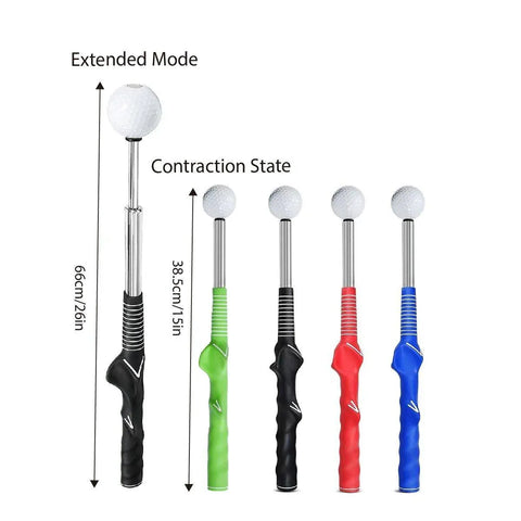 Golf Swing Training Aid Telescopic Impact Sound Stick Exercise Tool for Practice - Black