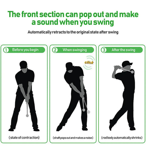 Golf Swing Training Aid Telescopic Impact Sound Stick Exercise Tool for Practice - Black
