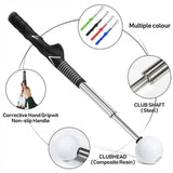 Golf Swing Training Aid Telescopic Impact Sound Stick Exercise Tool for Practice - Black