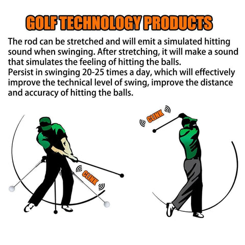 Golf Swing Training Aid Telescopic Impact Sound Stick Exercise Tool for Practice - Black
