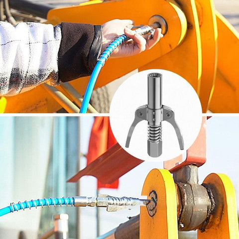 Grease Tool Coupler Heavy Duty Quick Lock Double Handle Leak-Free Grease Nozzle