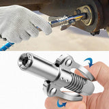 Grease Tool Coupler Heavy Duty Quick Lock Double Handle Leak-Free Grease Nozzle