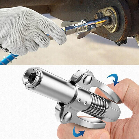 Grease Tool Coupler Heavy Duty Quick Lock Double Handle Leak-Free Grease Nozzle