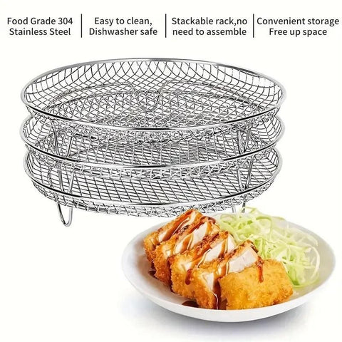 Air Fryer Grill Rack Multi Layer Removable Shelf Mesh Rack for Cooking BBQ - Rectangle