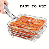 Air Fryer Grill Rack Multi Layer Removable Shelf Mesh Rack for Cooking BBQ - Round