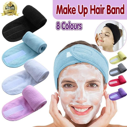 8-Colours Wrap Head Band Hairband Hair Band Adjustable Facial Make Up Face Wash Au - Grey