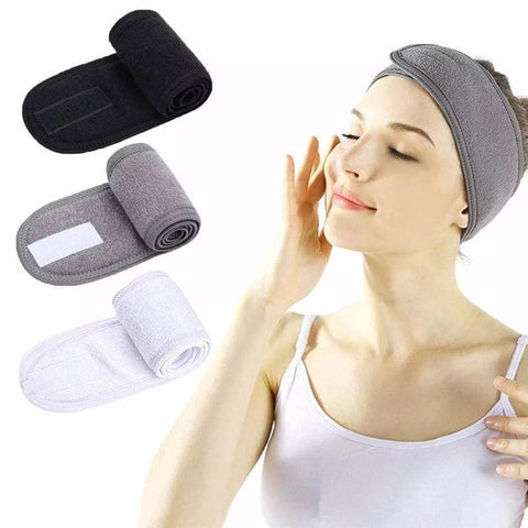 8-Colours Wrap Head Band Hairband Hair Band Adjustable Facial Make Up Face Wash Au - Grey