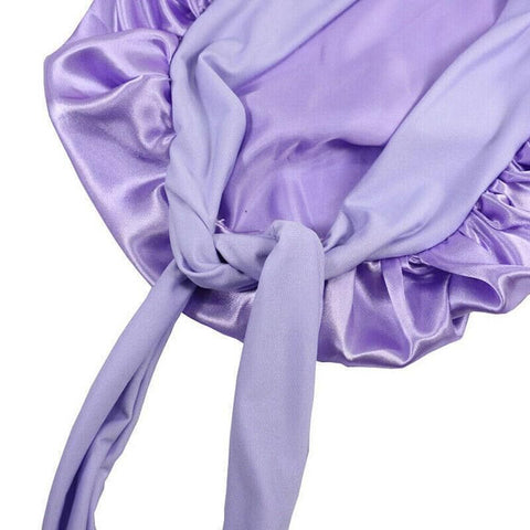 Sleeping Bonnet Hair Wrap Silk Satin Cap Women Elastic Night Hat Soft Headwear - Blue