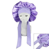 Sleeping Bonnet Hair Wrap Silk Satin Cap Women Elastic Night Hat Soft Headwear - Blue