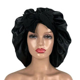 Sleeping Bonnet Hair Wrap Silk Satin Cap Women Elastic Night Hat Soft Headwear - Blue