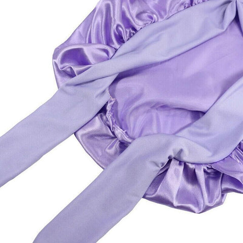 Sleeping Bonnet Hair Wrap Silk Satin Cap Women Elastic Night Hat Soft Headwear - Blue