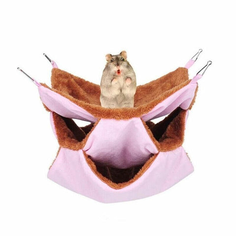 Hanging Hammock Nest Bed for Hamster Guinea Pig Ferret Rat Mice Cage Warmer Toy - Pink