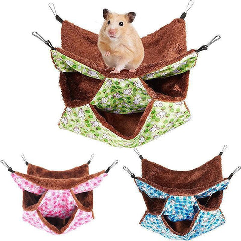 Hanging Hammock Nest Bed for Hamster Guinea Pig Ferret Rat Mice Cage Warmer Toy - Pink