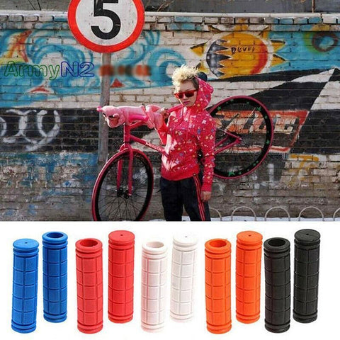 Rubber Grips For Bmx Mtb Cycle Road Mountain Bike Scooter Bicycle Handle Bar - Black