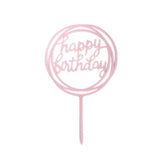 Acrylic Home Happy Birthday Decor Baking Cake Topper Card Party Decor Supply - Pink P17