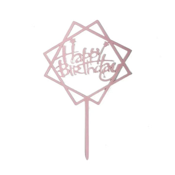 Acrylic Home Happy Birthday Decor Baking Cake Topper Card Party Decor Supply - Pink P20