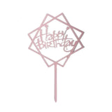 Acrylic Home Happy Birthday Decor Baking Cake Topper Card Party Decor Supply - Pink P20