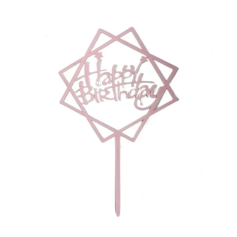 Acrylic Home Happy Birthday Decor Baking Cake Topper Card Party Decor Supply - Pink P20