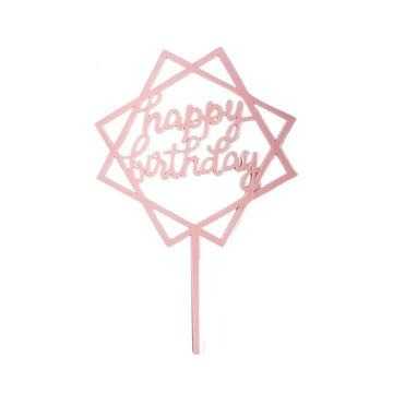 Acrylic Home Happy Birthday Decor Baking Cake Topper Card Party Decor Supply - Pink P48