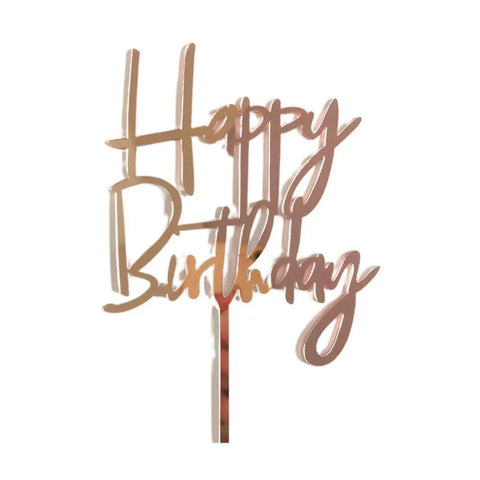 Acrylic Home Happy Birthday Decor Baking Cake Topper Card Party Decor Supply - Rose Gold R31