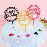 Acrylic Home Happy Birthday Decor Baking Cake Topper Card Party Decor Supply - Rose Gold R31