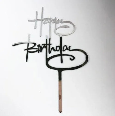 Acrylic Home Happy Birthday Decor Baking Cake Topper Card Party Decor Supply - Rose Gold R31