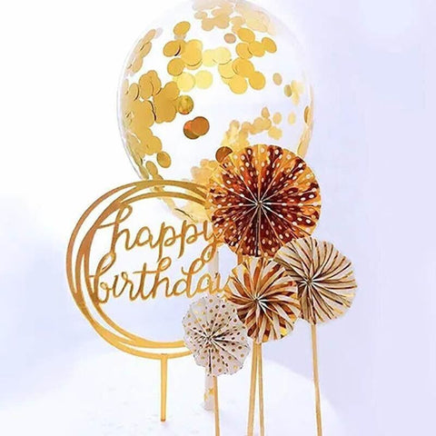 Acrylic Home Happy Birthday Decor Baking Cake Topper Card Party Decor Supply - Silver S108