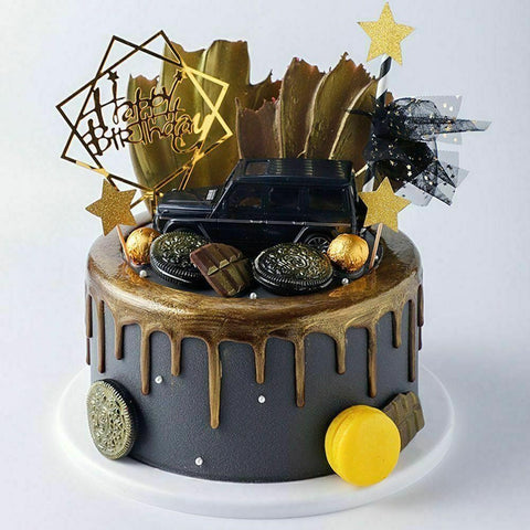 Acrylic Home Happy Birthday Decor Baking Cake Topper Card Party Decor Supply - Silver S108